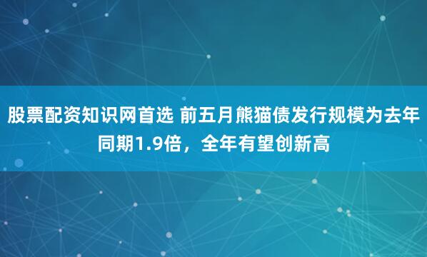 股票配资知识网首选 前五月熊猫债发行规模为去年同期1.9倍，全年有望创新高